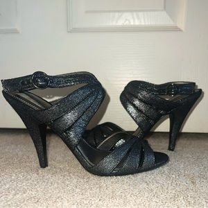 Never worn Audrey Brooke dark silver heels.